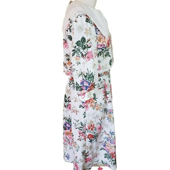Vintage Floral Belted Dress Spring Garden Tea Party Cottagecore Sz 10 - Picture 3 of 16